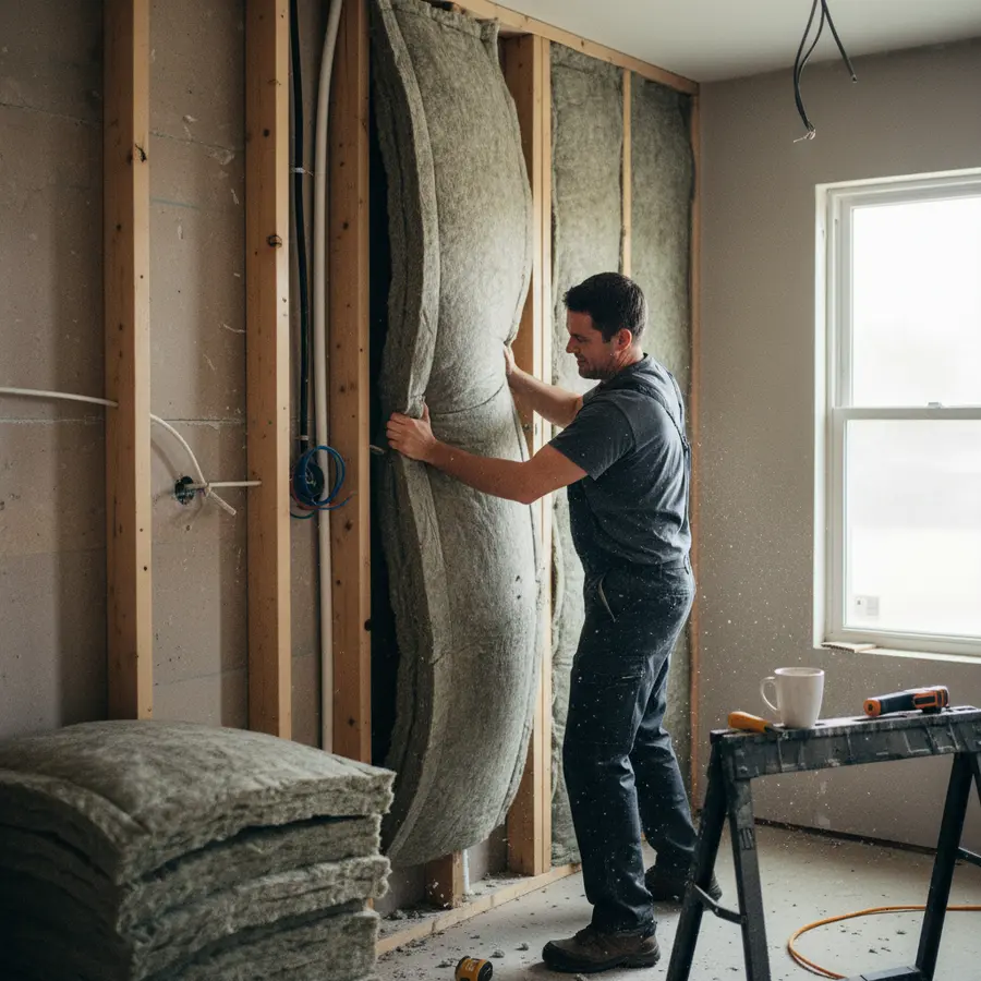 Aide rénovation énergétique 2026 : artisan posant isolation dans une maison