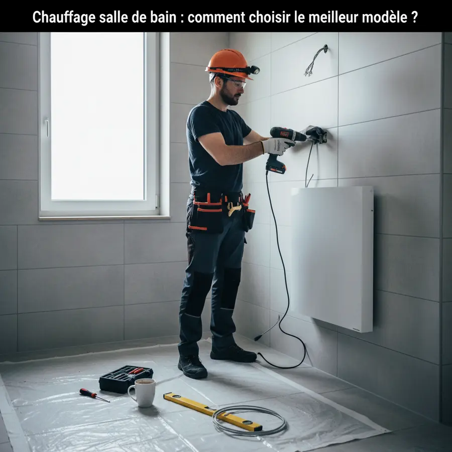 Chauffage salle de bain : comment choisir le meilleur modèle ? - Photo Installation de chauffage salle de bain avec équipements de sécurité