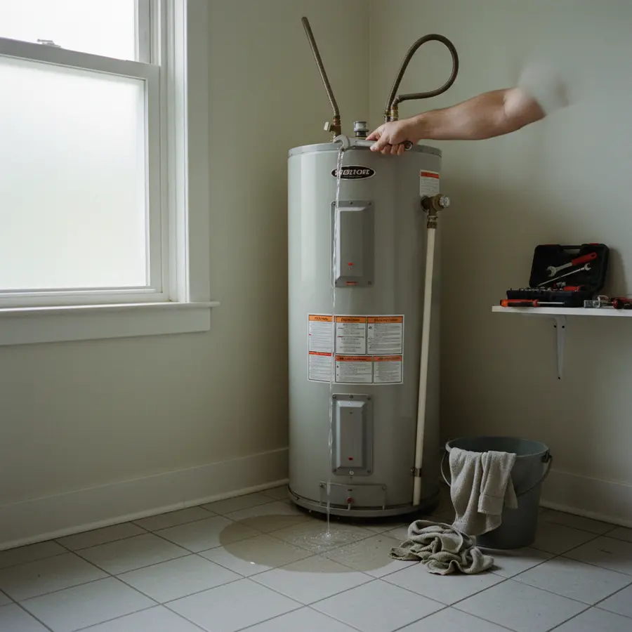 Fuite chauffe-eau : que faire ? Causes, solutions et réparations - Photo Fuite chauffe-eau dans la salle de bain, causes et solutions possibles