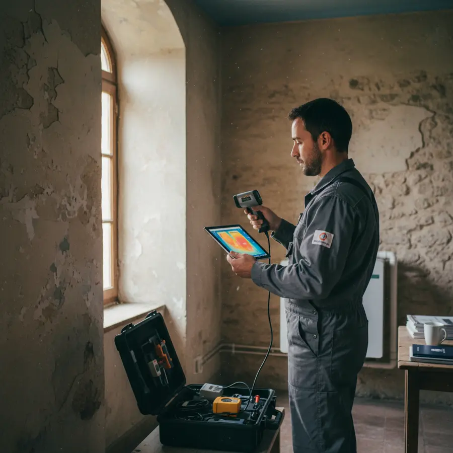 Analyse thermique par un technicien pour pompe à chaleur air eau Daikin.