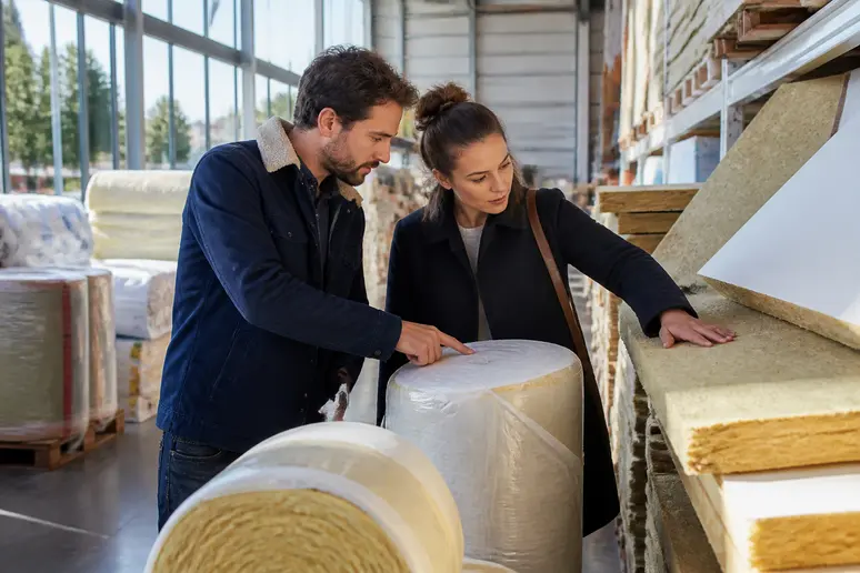 Choix d'isolant intérieur par un couple pour une isolation mur intérieur optimale.