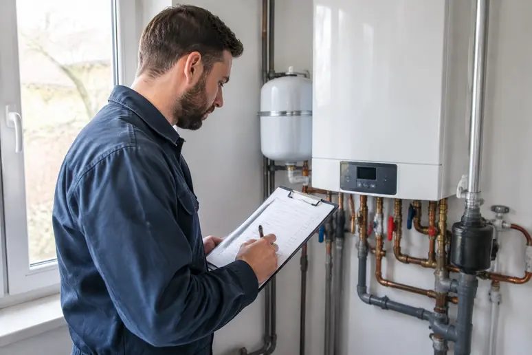 Professionnel consultant un tableau de diagnostic pour baisser la consigne du plancher chauffant